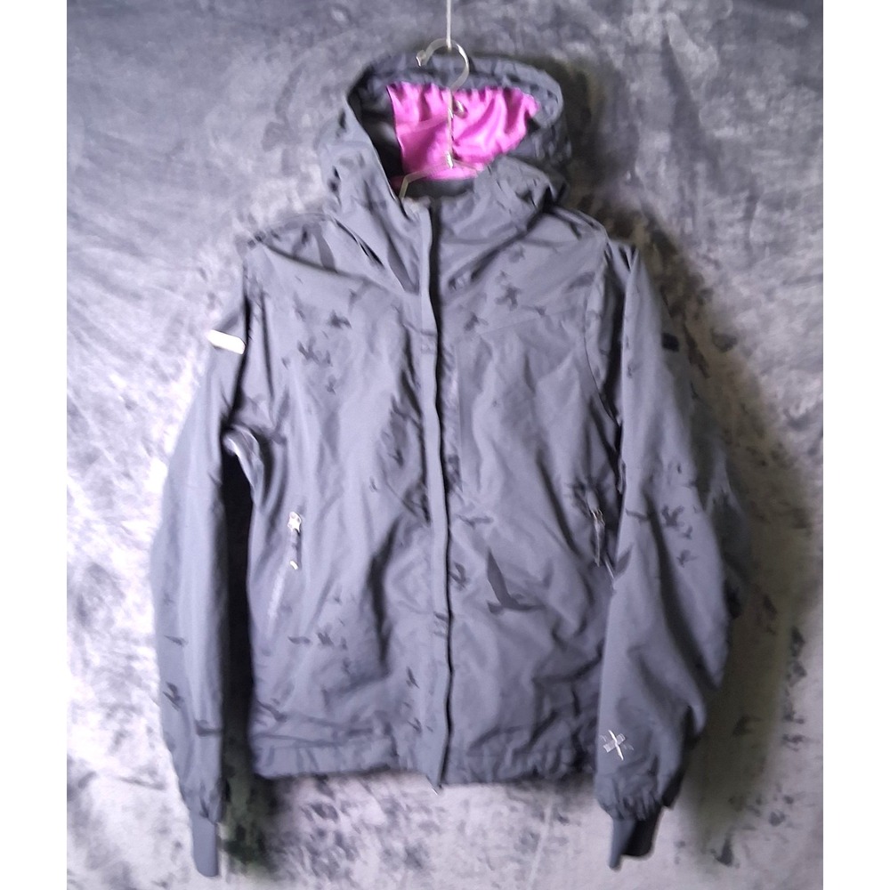 686 x Dakine Jacket Women's Small Gray Hooded Embroidered Snowboard Ski